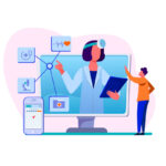 Online medical assistance vector illustration